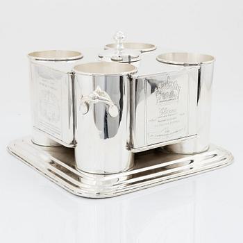 A silver plate wine cooler, 21st century.