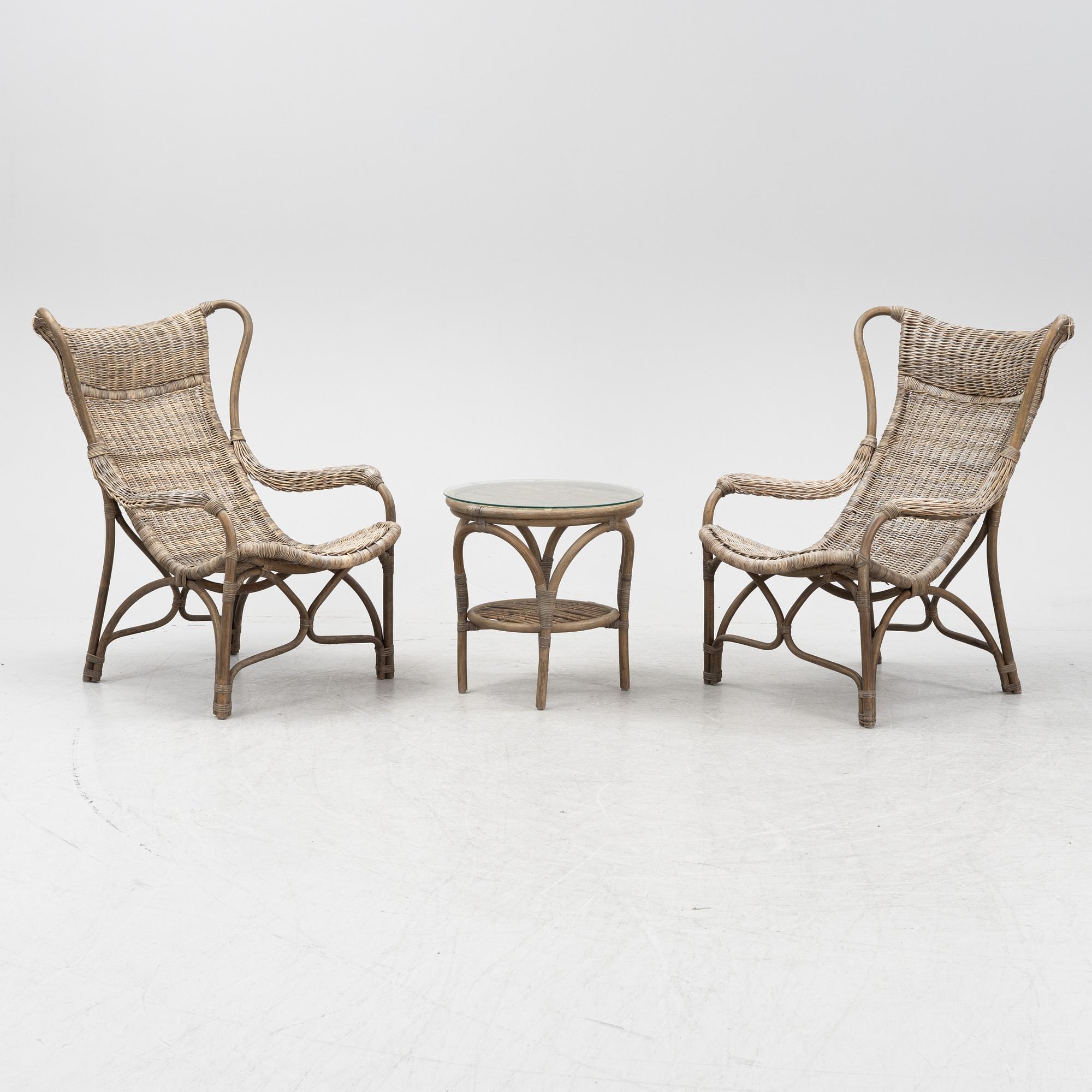 A 'Praktö' table and two patio chairs from Hillerstorp.