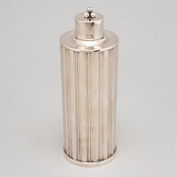 Cocktailglas, 6 st, samt shaker, nysilver, GAB samt Tesi, 1900-talets mitt.