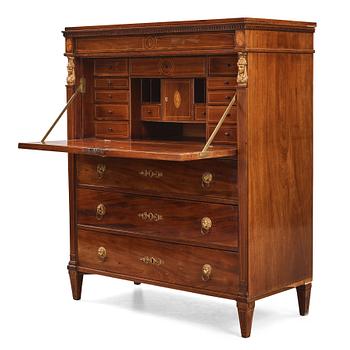 29. A late Gustavian mahogany secretaire attributed to J. F. Wejssenburg the Elder (master in Stockholm 1795-1837).