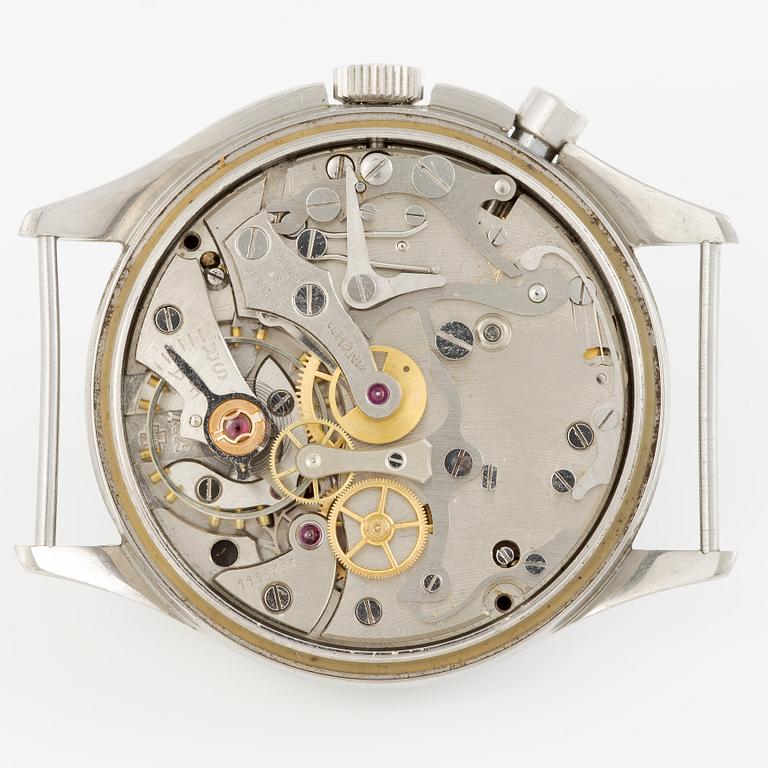 Lemania, Tg 195, "Three crowns", chronograph, wristwatch, 40 mm.