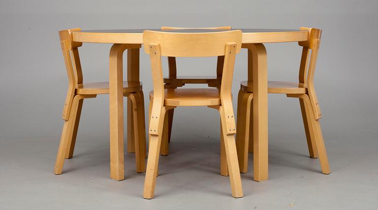 BORD och 4 STOLAR, design. Alvar Aalto, 1970-tal.