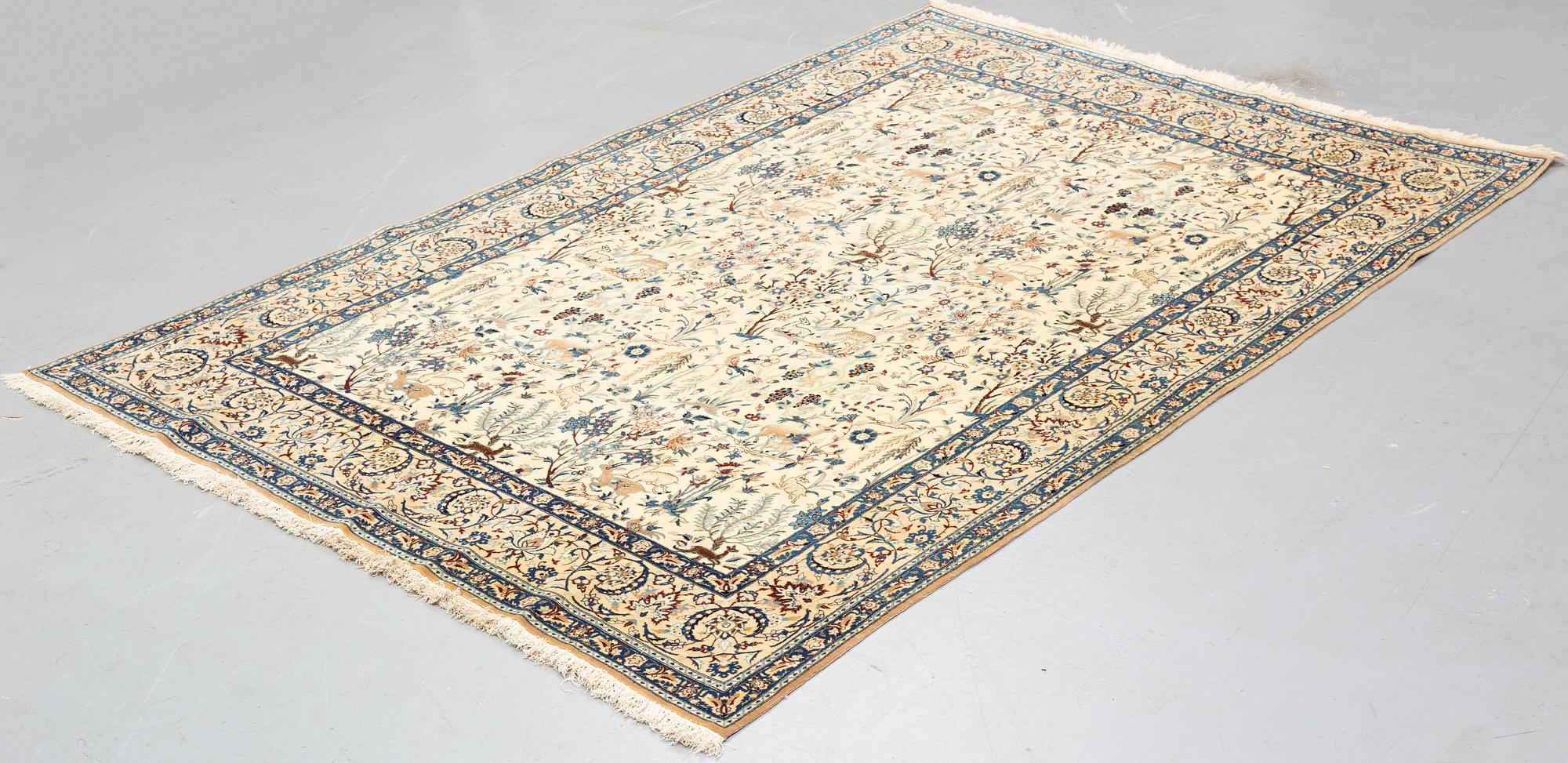 Matto, semi-antique/old Nain, part silk, ca 250,5 x 162 cm.