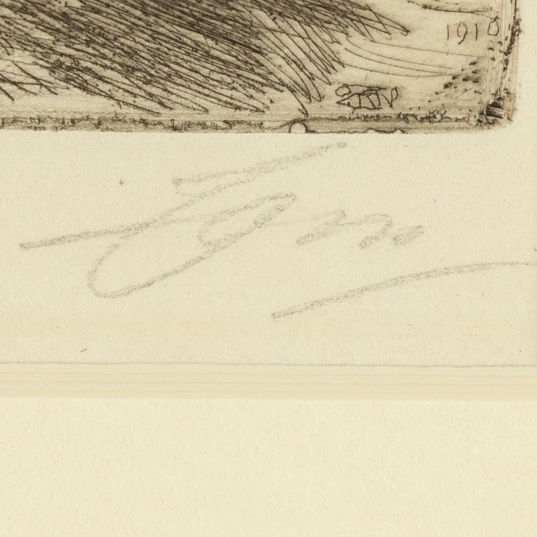 ANDERS ZORN, etching, 1910, signed in pencil.