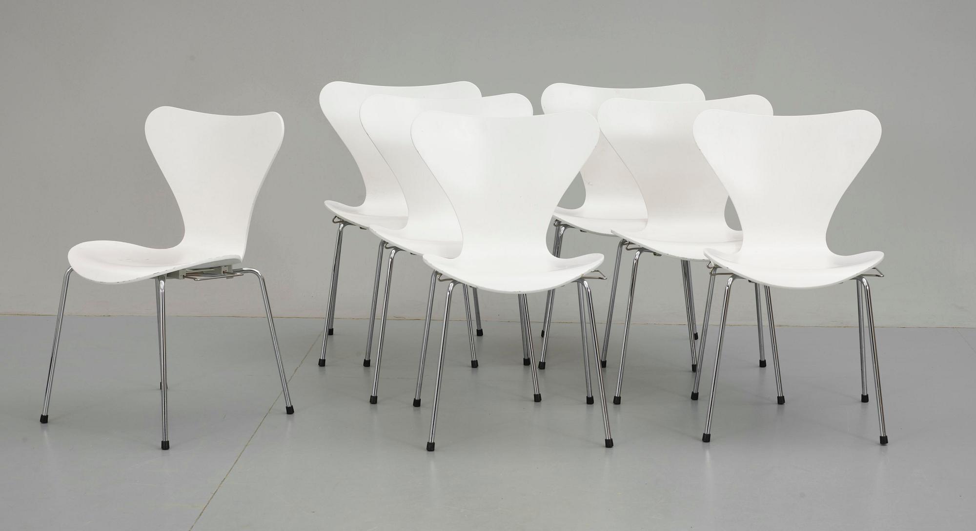 STOLAR, 7st. "Sjuan", Arne Jacobsen, Fritz Hansen.
