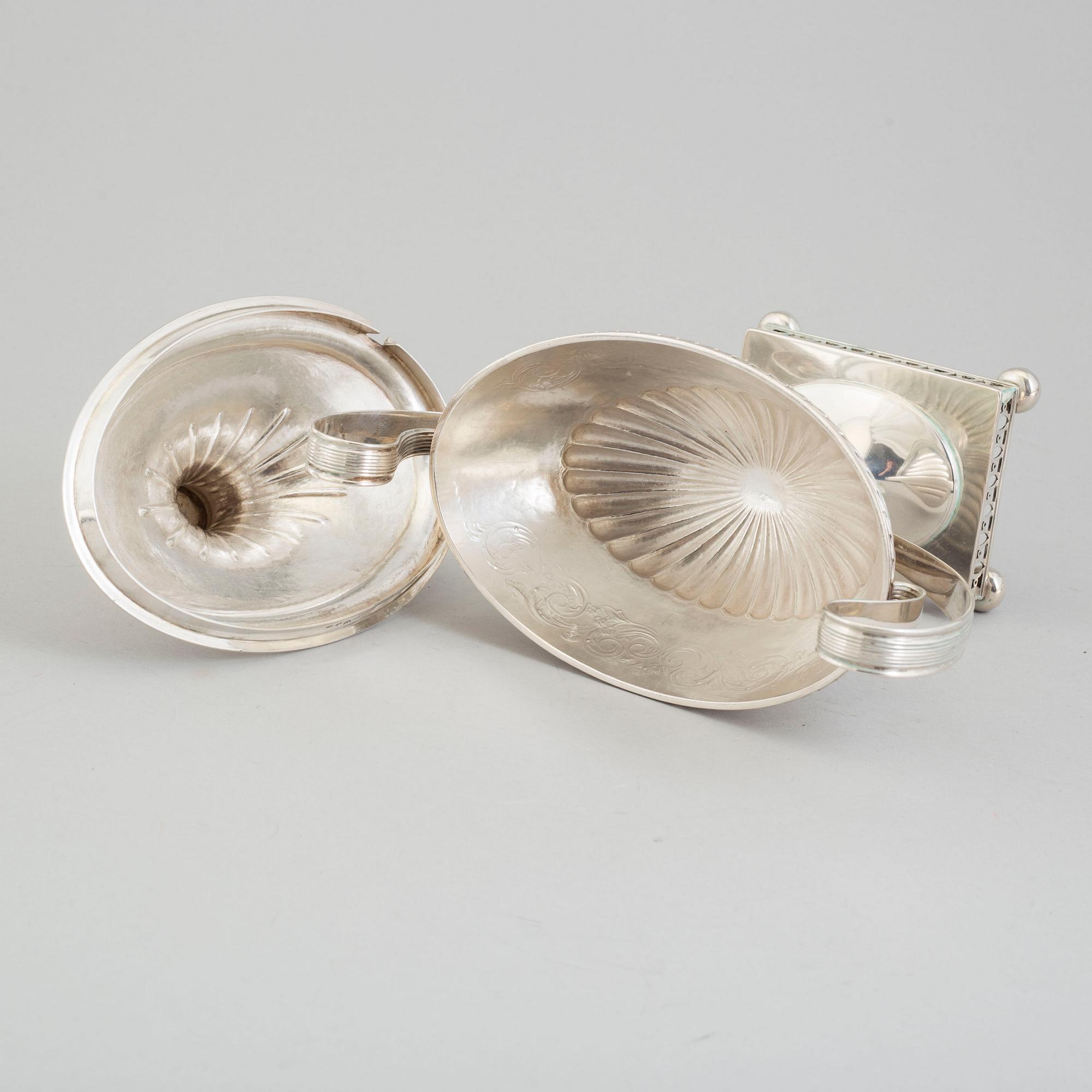 SOCKERSKÅL MED LOCK, silver, sengustaviansk stil, SP, Linköping, 1896.