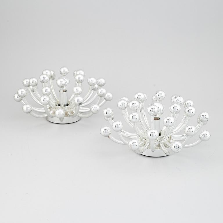 Wall/ceiling lamps, a pair, "Pistillo", Valenti, Italy, second half of the 20th century.