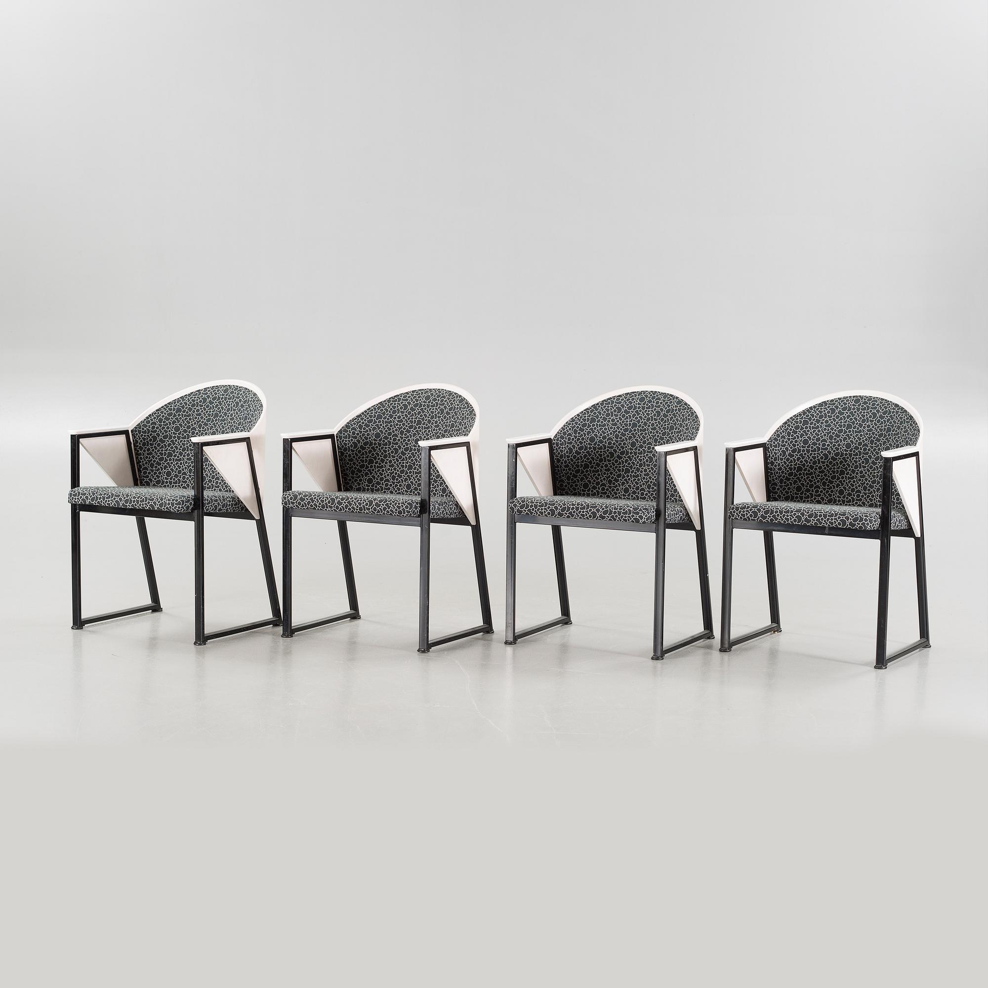 A set of four chairs, probably  Jouko Järvisalo.
Second hälft of the 20th century.