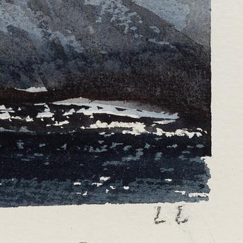 Lars Lerin, akvarell, signerad LL.