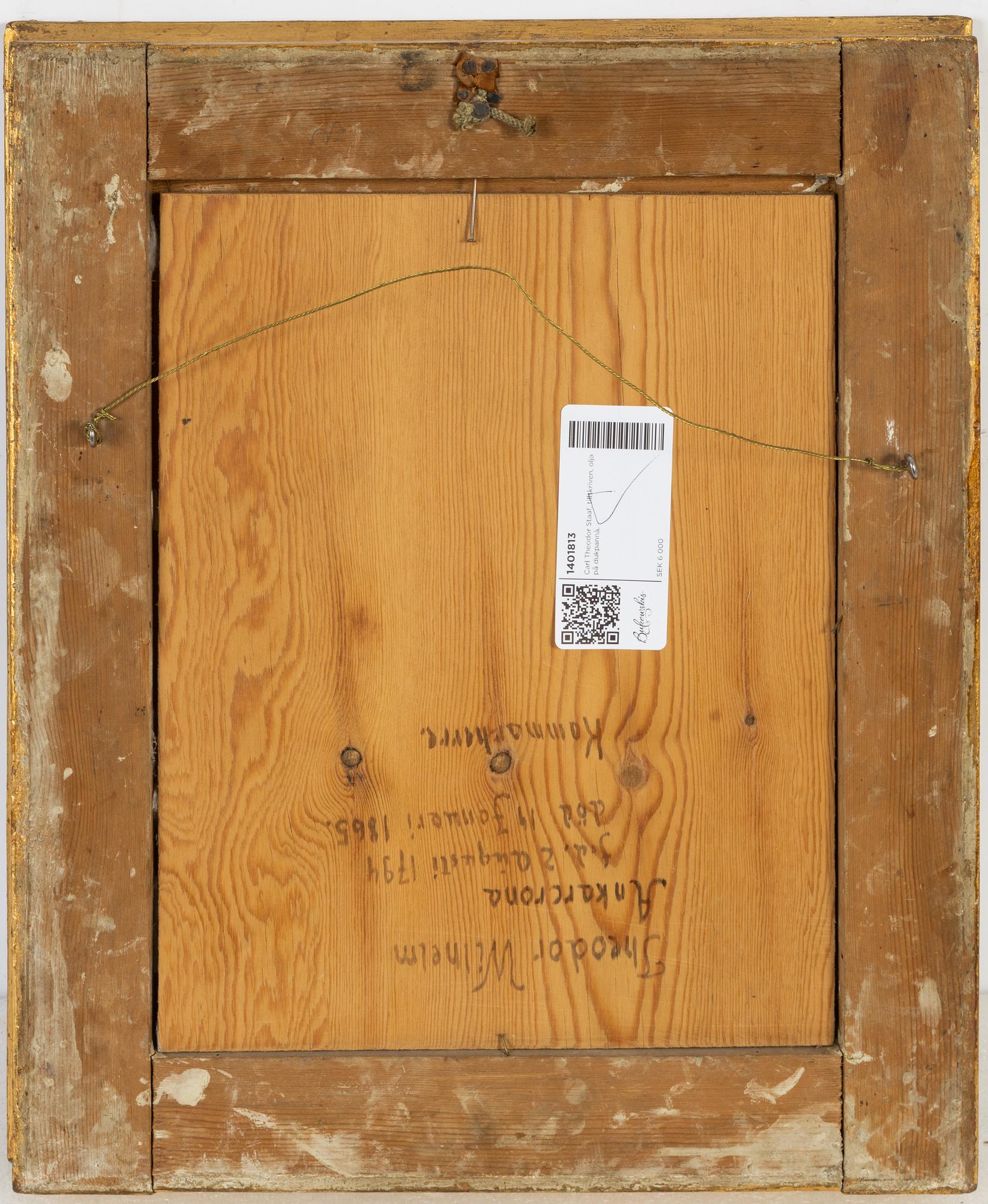 Carl Theodor Staaf, attributed to, oil on canvas/panel.