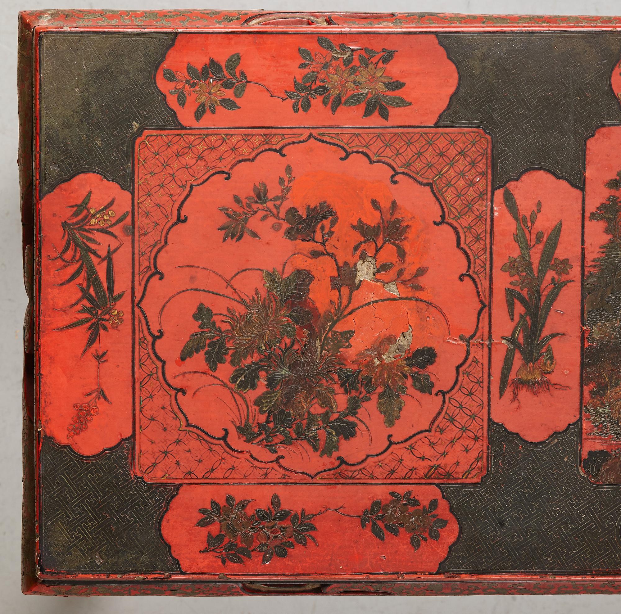 A Chinese lacquered table, Qing dynasty (1664-1912).