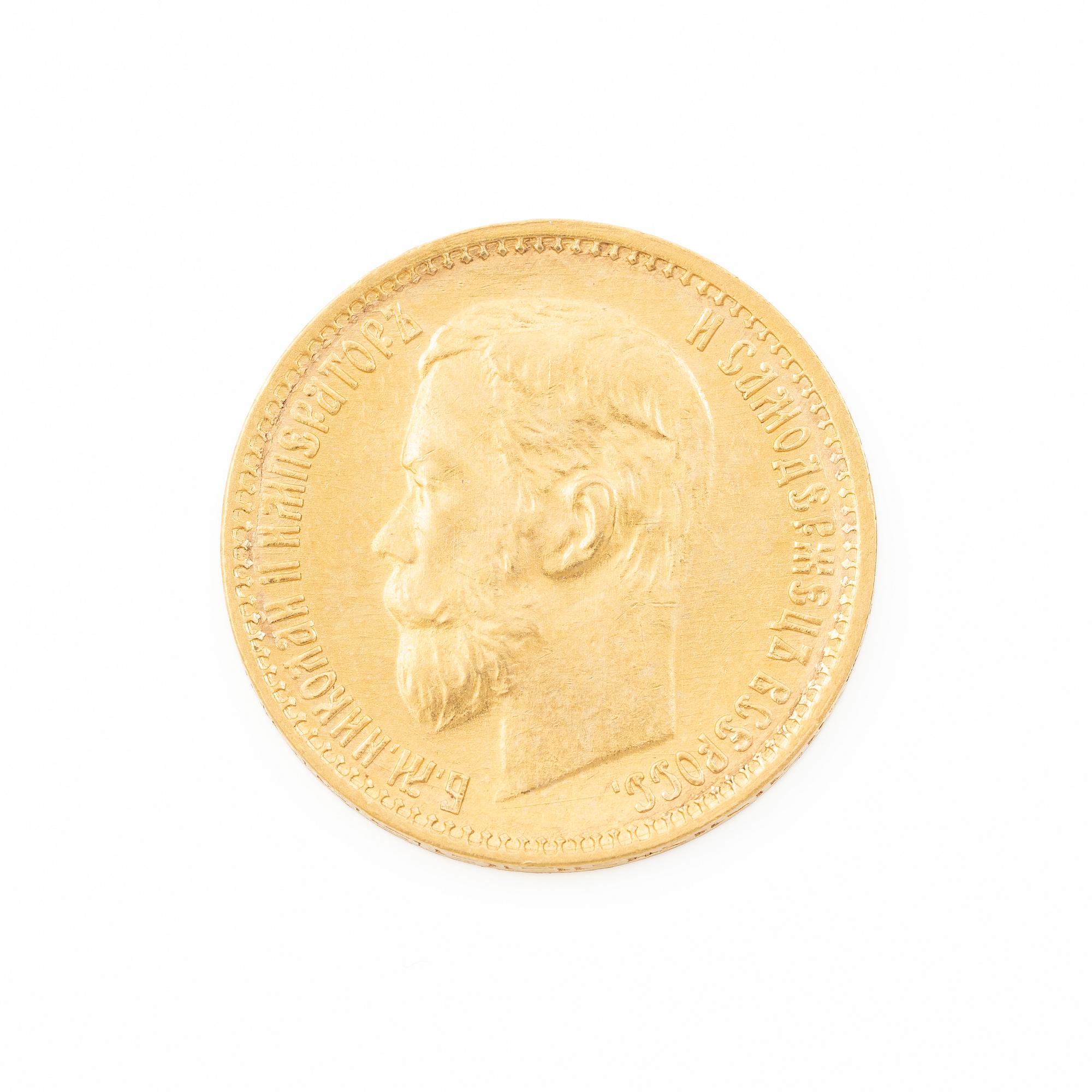 Guldmynt, Nikolaij II, Ryssland, 5 Rubel, 1899.