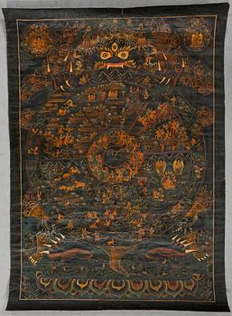 TANKA, blandteknik, orientalisk, 1800/1900-tal.