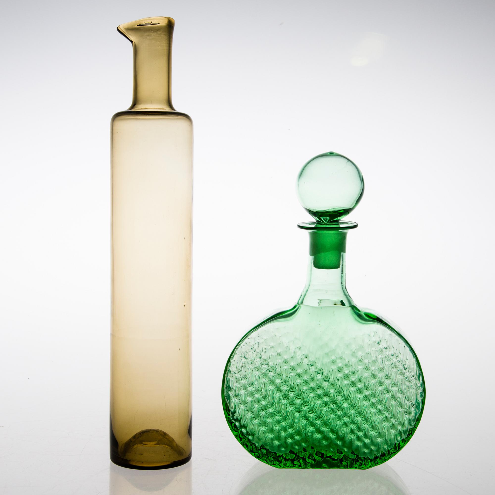NANNY STILL, FLASKA OCH KARAFF, glas, Riihimäen Lasi, 1900-talets senare del.