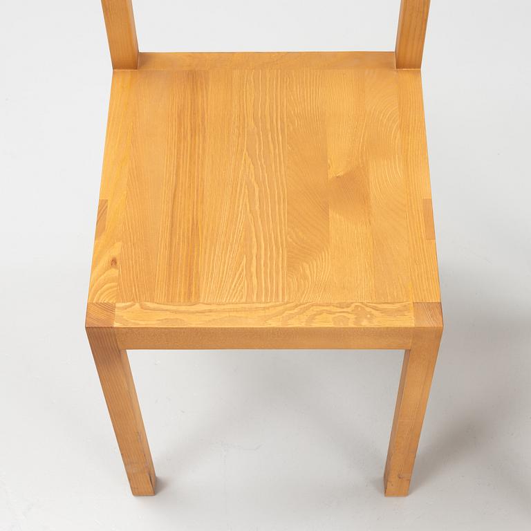 A pair of signed stained pine 'Bracket Chairs' by Frederik Gustav for Frama, Copenhagen 2023.