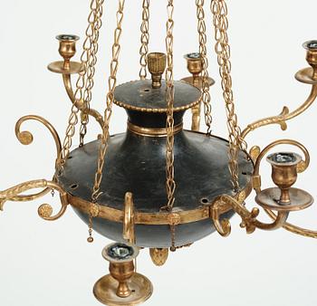 A late Gustavian early 19th century eight-light hanging-lamp.