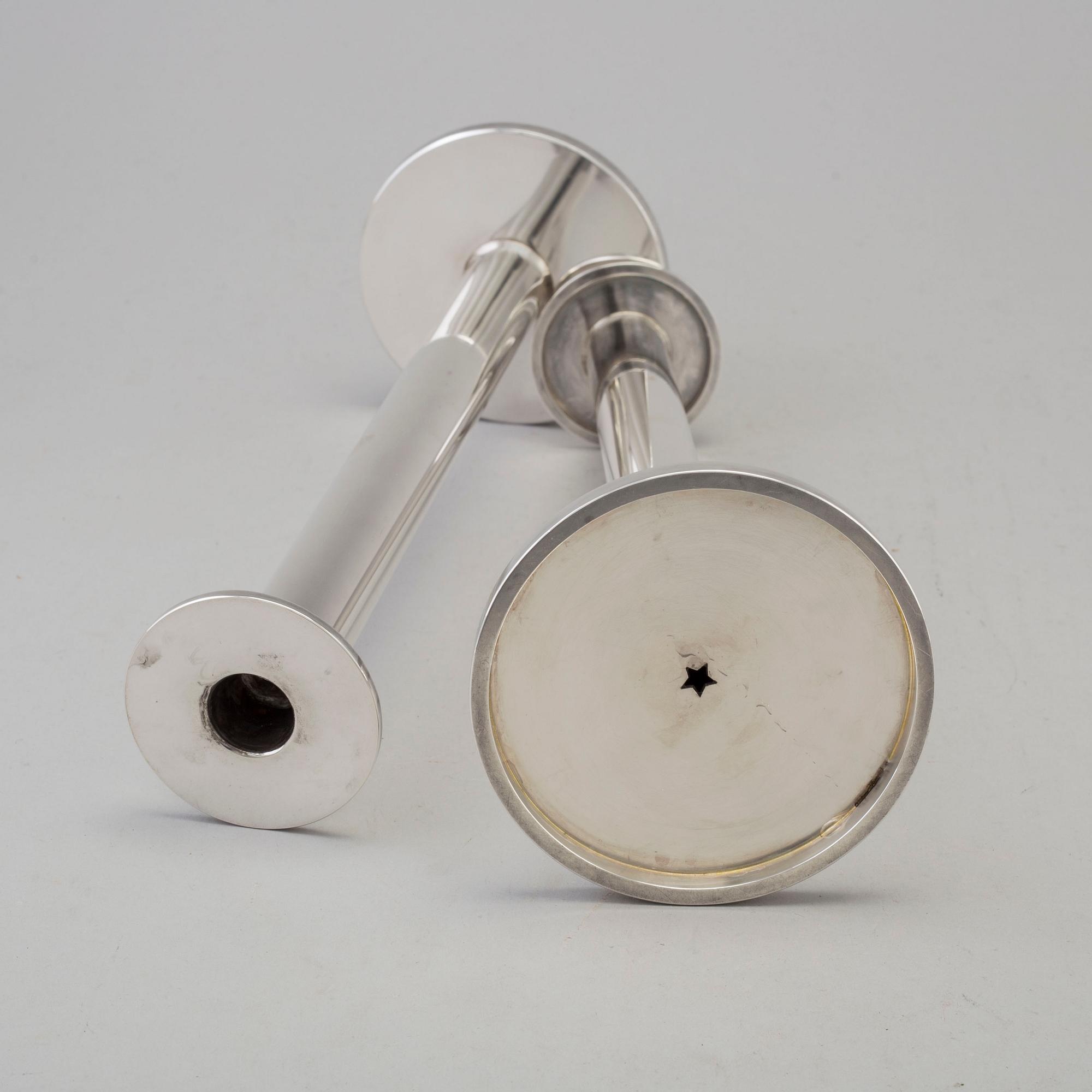 WOLFGANG GESSL, a pair of sterling silver candelsticks, Stockholm, 1997.