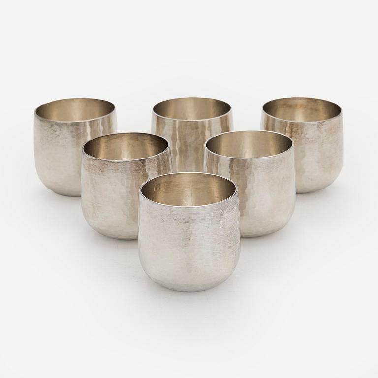 Tapio Wirkkala, pikareita, 6 kpl, sterlinghopeaa, Kultakeskus, Hämeenlinna 1973 ja 1974.