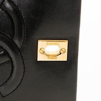 CHANEL Black Lambskin Single Full Flap Bag.