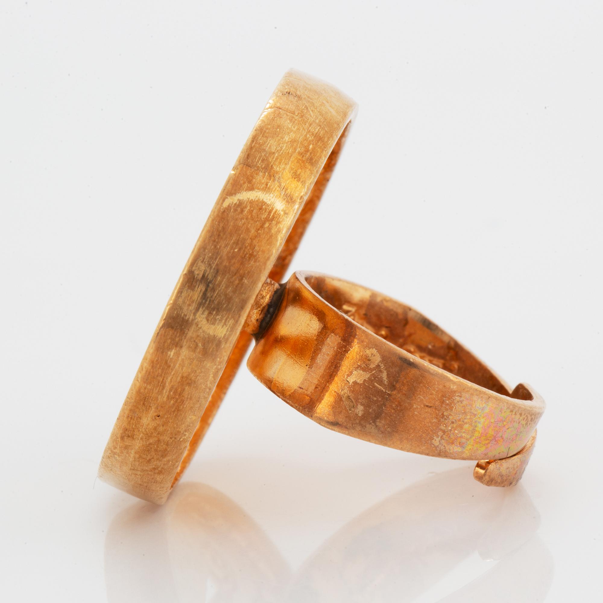 A ring by Jorma Laine gilded bronze.
