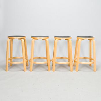 Alvar Aalto, four bar stools, 80 years stool 60, Artek, 2013.