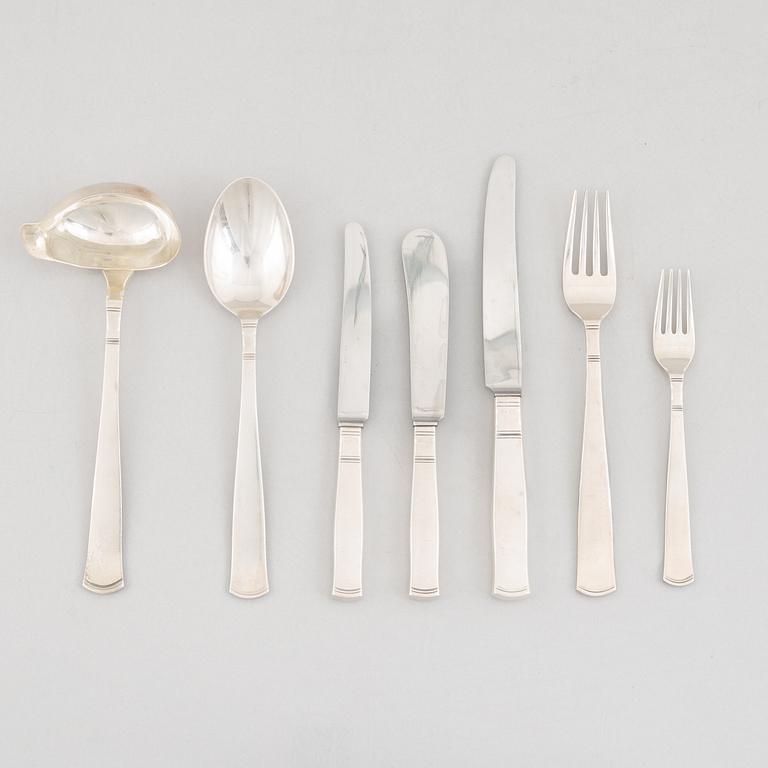 Jacob Ängman, a 65-piece silver cutlery, model 'Rosenholm', GAB, Stockholm and Eskilstuna, including 1957.