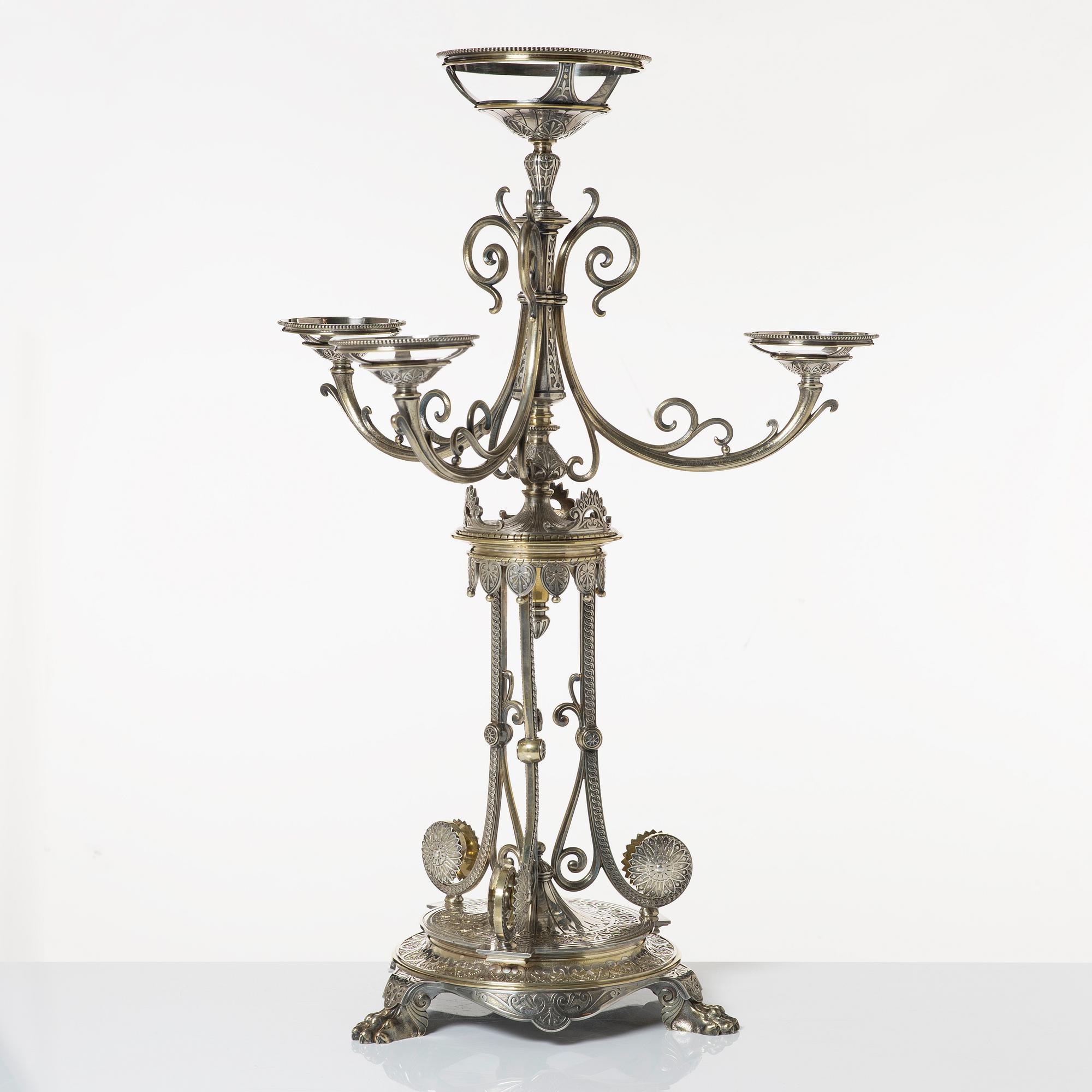 Bordsuppsats, nysilver, Elkington & Co, England, 1862.