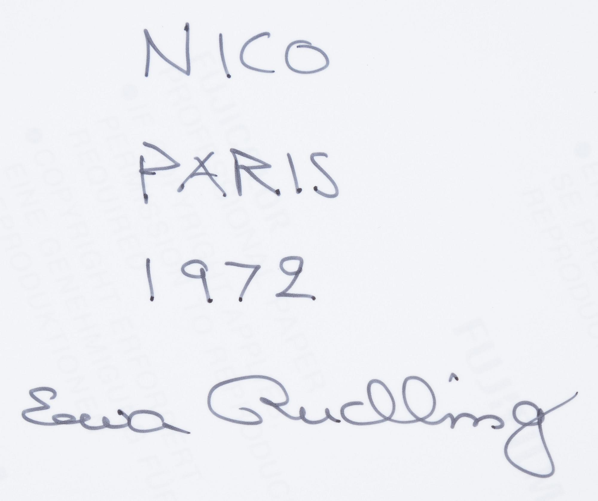 Ewa Rudling, fotografi, C-print, föreställande Nico, signerat.