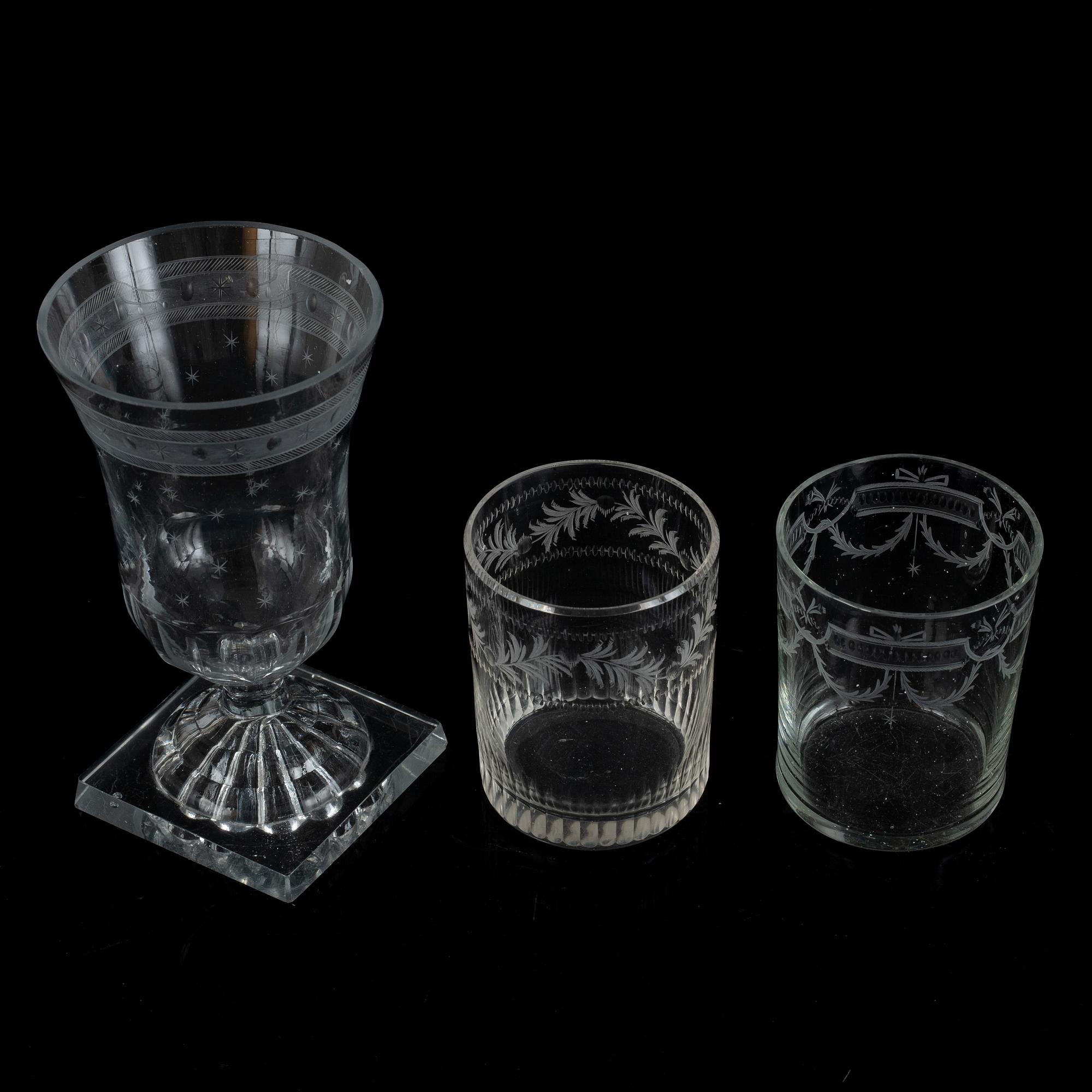 Glas, 14 st, sengustavianska, tidigt 1800-tal.