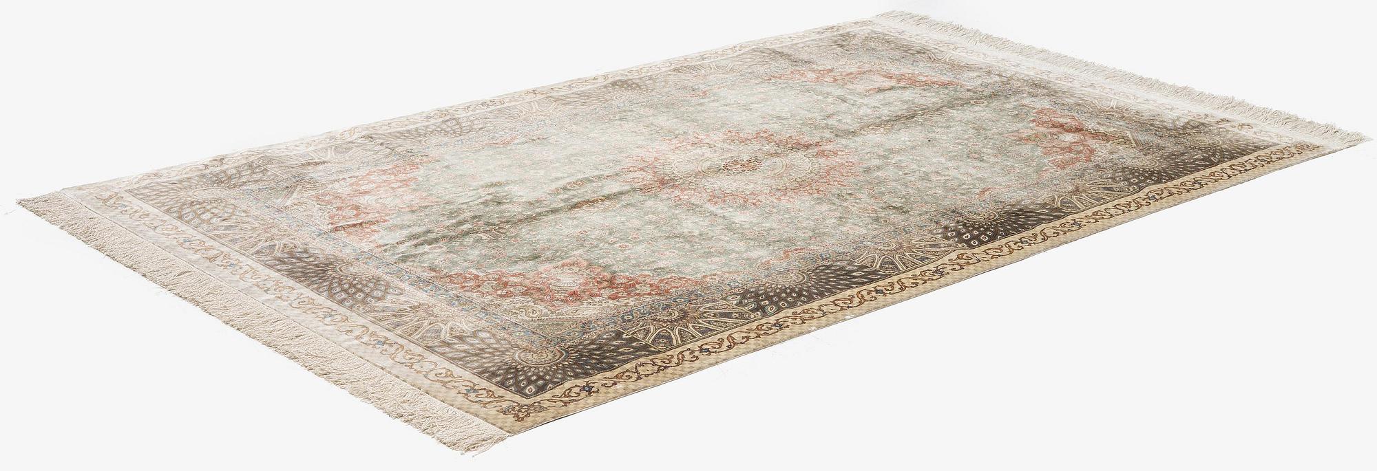 A silk Qum, Central Persia. signed Mohammad Gamshidi, c. 203 x 126 cm.