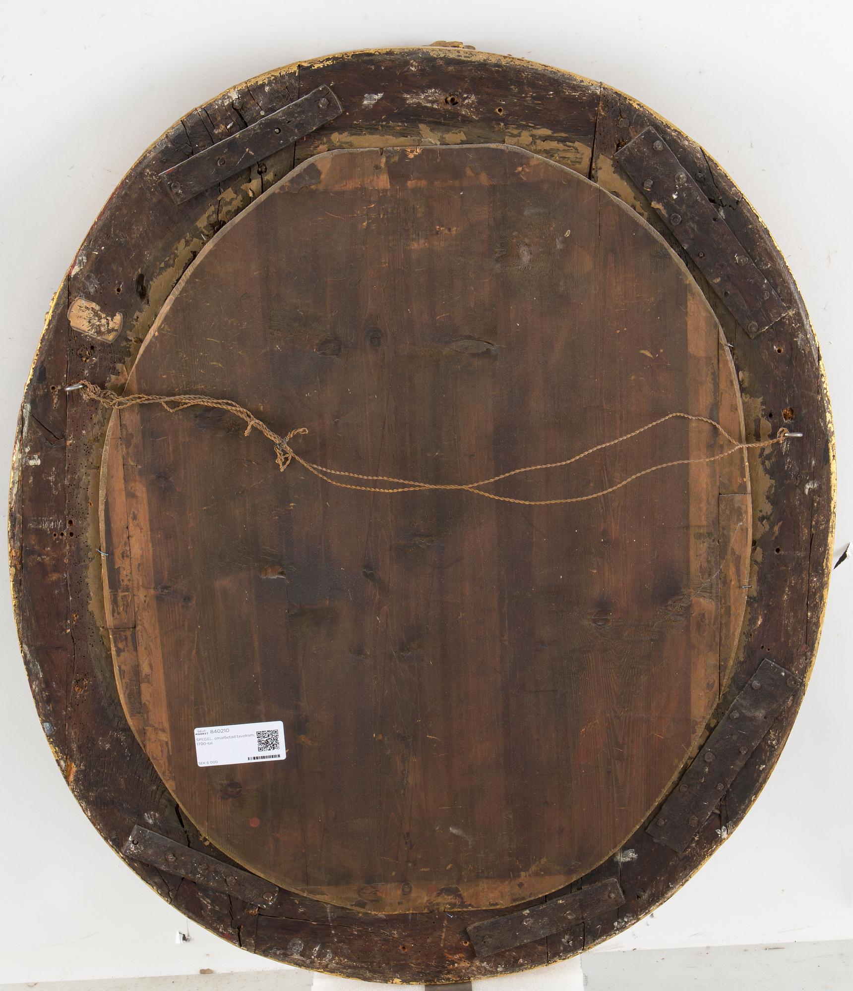 SPEGEL, omarbetad tavelram, 1700-tal.