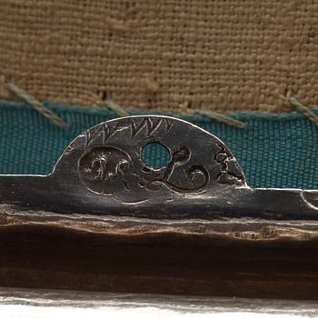 A Swedish 18th century 7 piece silver toilet service, mark of Johan Lorenz Starin, Stockholm 1736.