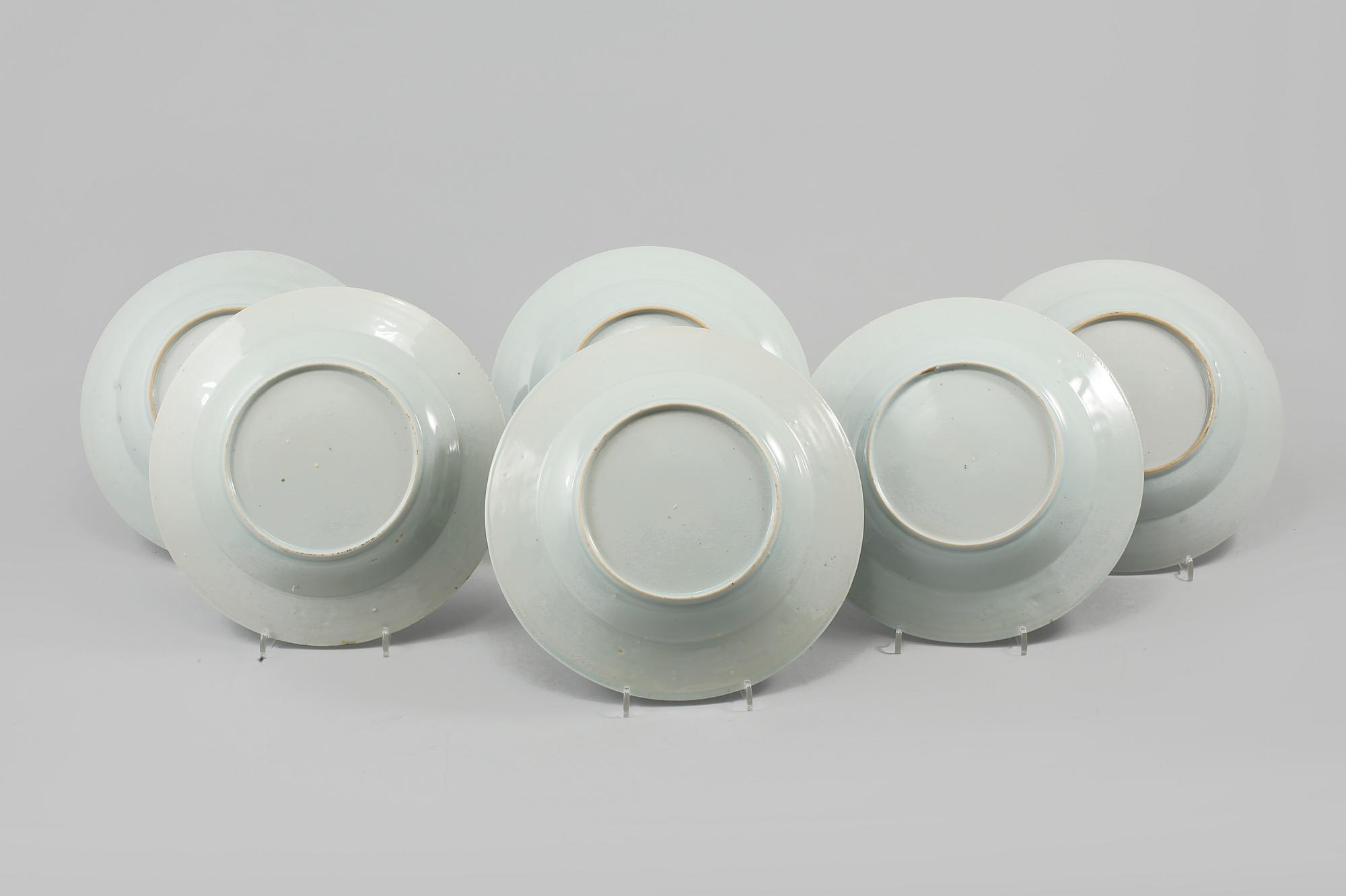DJUPA TALLRIKAR, 3+3 st, porslin, Kina, 1700-tal.