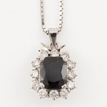 Pendant, Lennart Magnusson, 18K white gold with dark sapphire and brilliant-cut diamonds, chain included.