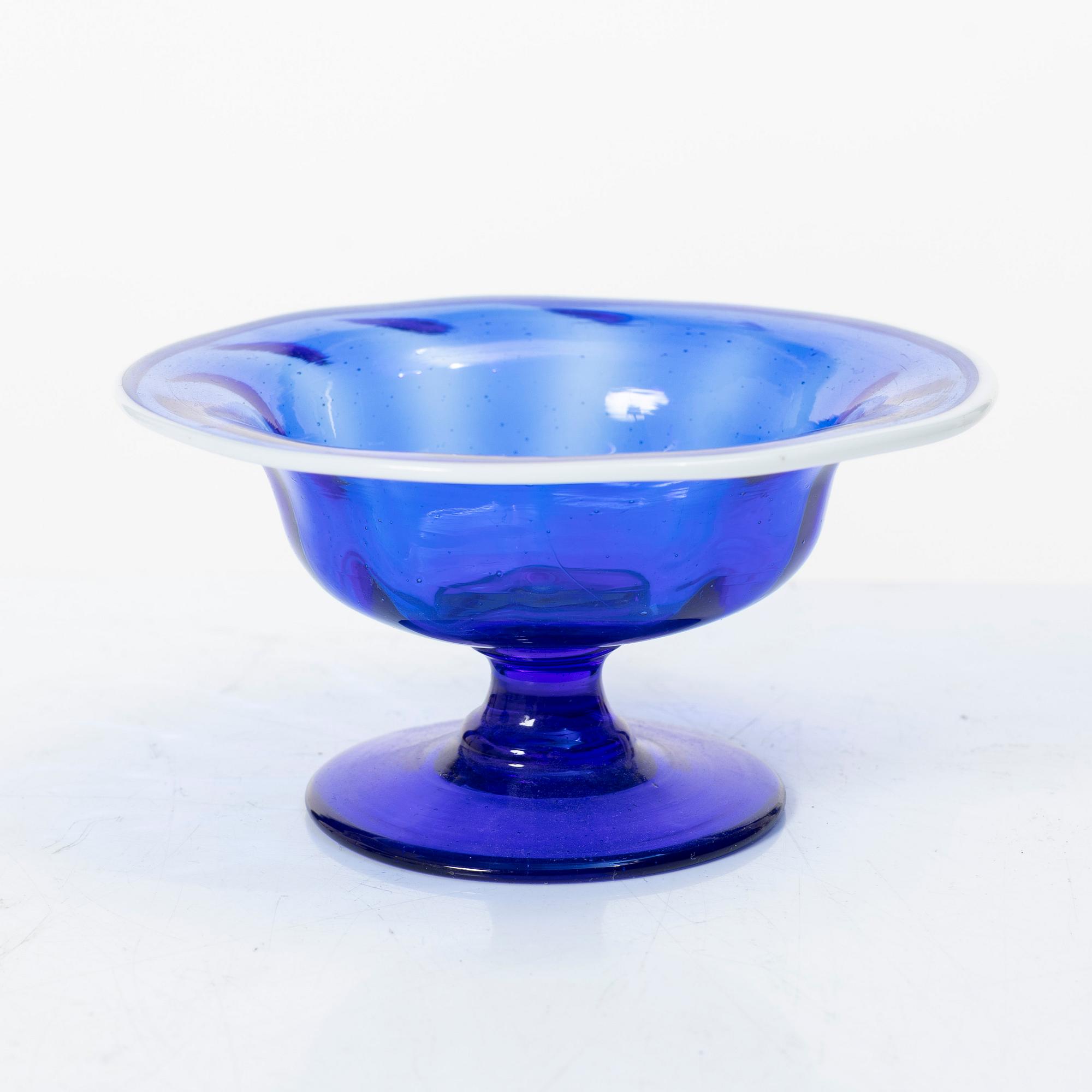 Four blue glass objects, Norway/ gothenburg's glasworks, early 19th century.
