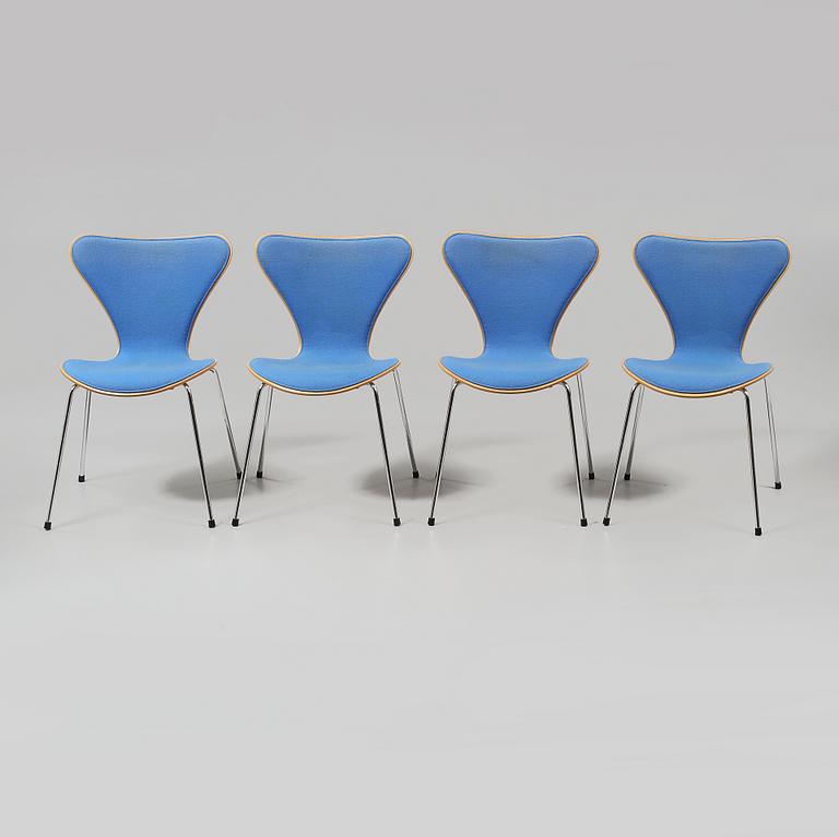 STOLAR, 4 st, "Sjuan", Arne Jacobsen, Fritz Hansen, sent 1900-tal.