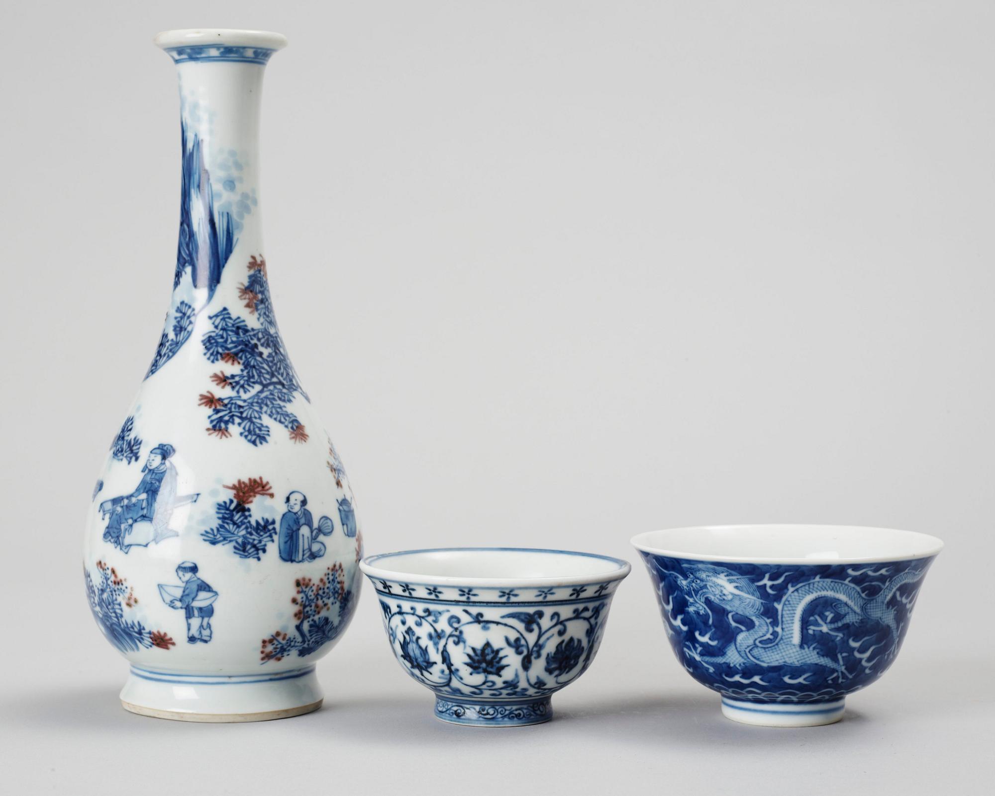 PARTI PORSLIN, 3 delar, Kina 1800/1900-tal.