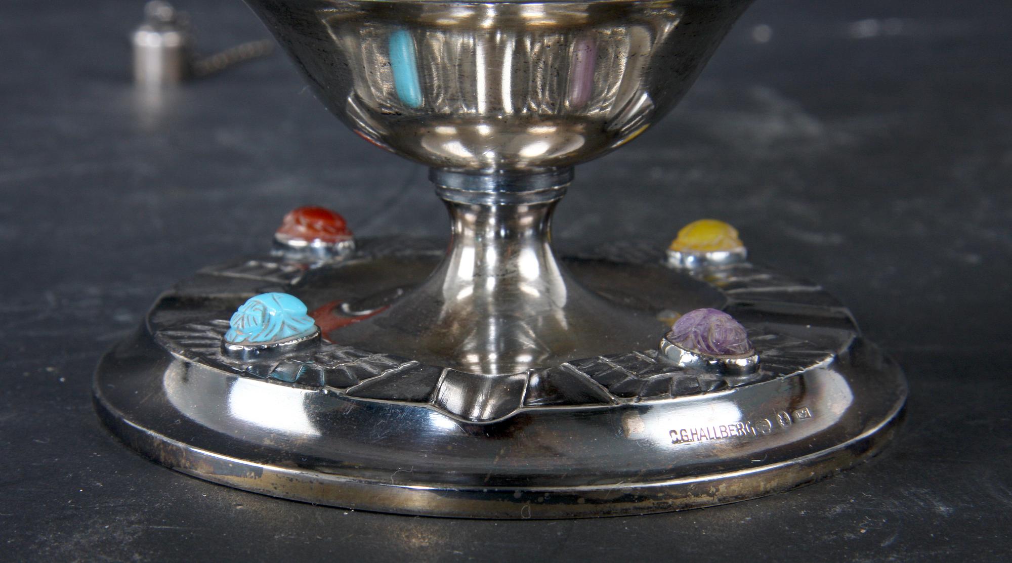 OLJELAMPA, silver, C G Hallberg 1908.