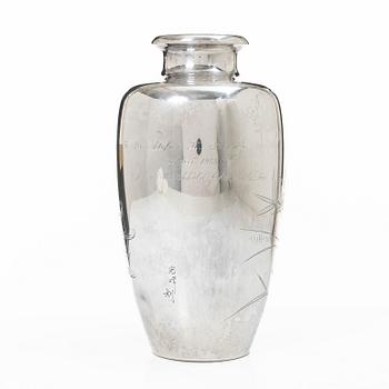A silver vase, Japan, Meiji (1862-1912) or Tiasho (1912-1926).