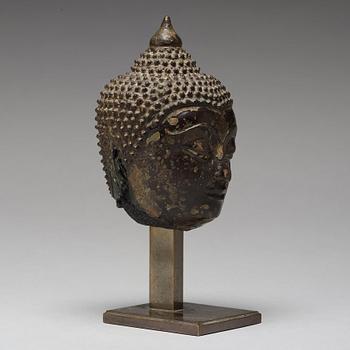 BUDDHAHUVUD, brons. Thailand, troligen 1700-tal.