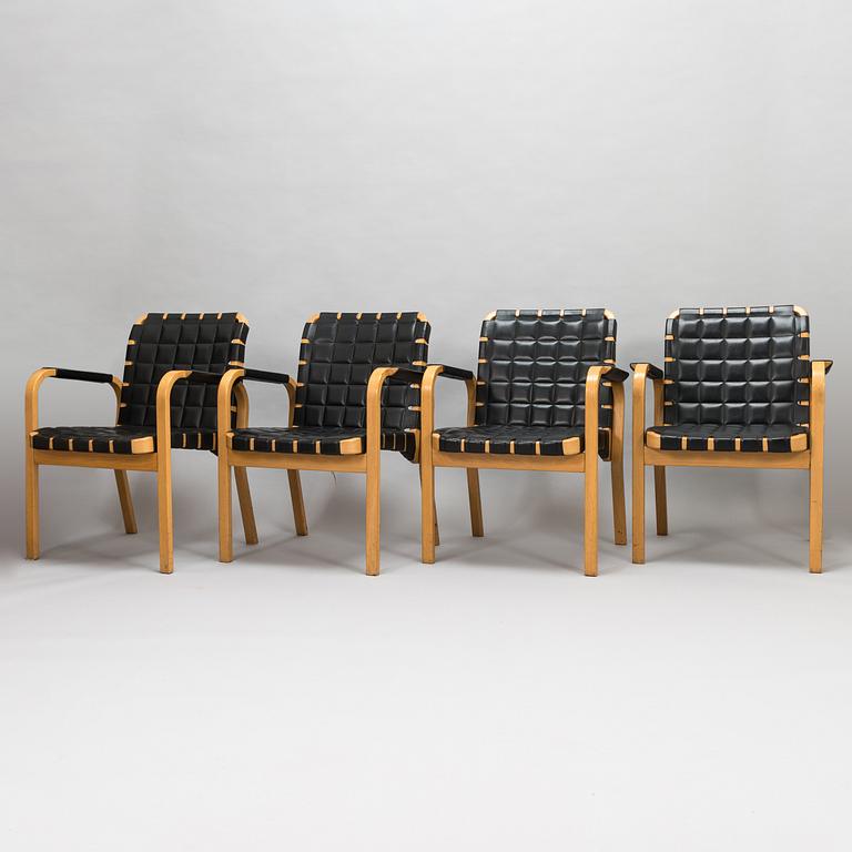 ALVAR AALTO, four late-20th-century '45' armchairs for Artek.