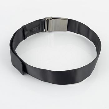 Prada, A grey nylon belt.