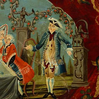 A Rococo-style papier maché tray, presumably central Europe, 19th century.