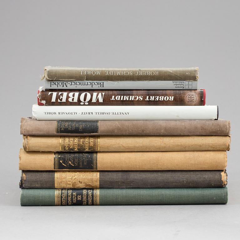 BÖCKER, 9 stycken, främst tyska möbler.