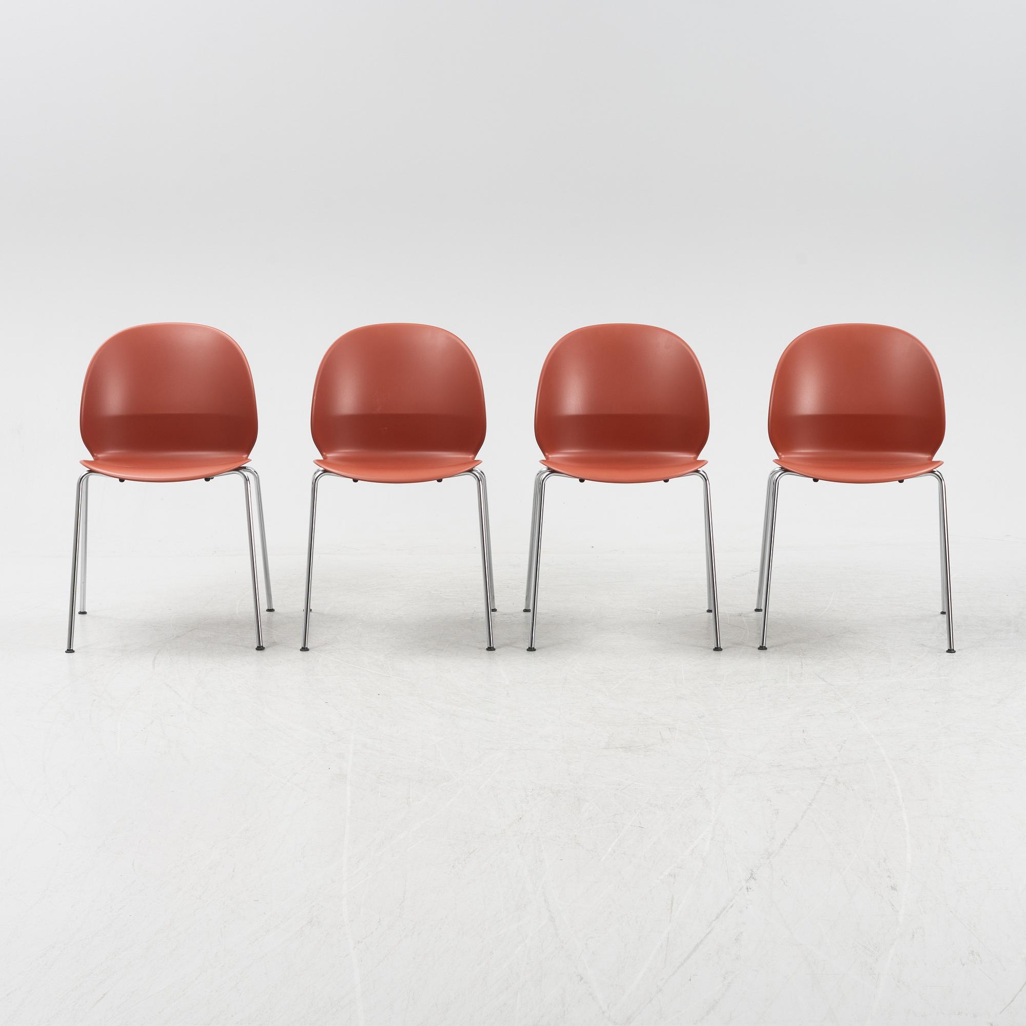 Nendo, a set of four model 'N02-10 Recycle' chairs, Fritz Hansen, Denmark, 2020.