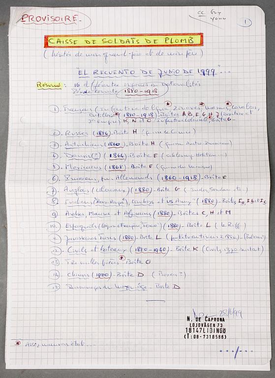 SAMLING TENNSOLDATER, ca 1100st, 1900-talets början.