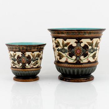 Rörstrand, two creamware flower pots, Sweden ca 1900.