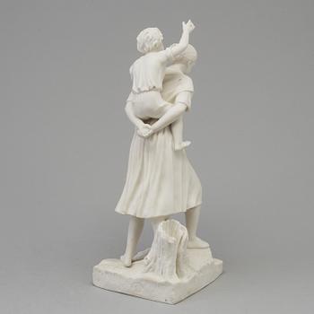A parian sculpture of a girl with a boy on her shoulder, after desing by Adéle Rudensköld, Gustafsberg, 1960's.