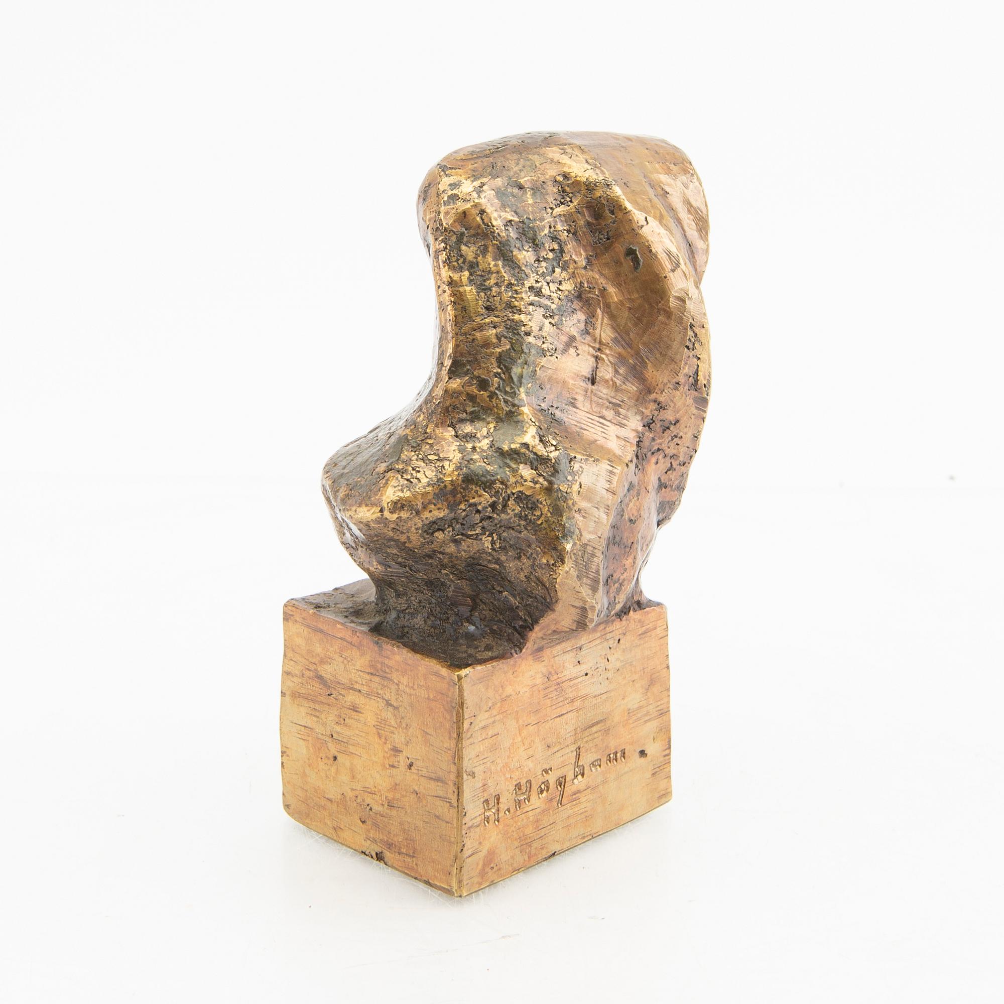 Helge Högbom,  skulptur signerad brons.