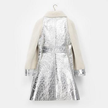 Chanel, coat, silver coloured lamb fur, size 34.